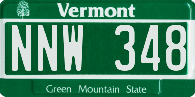 VT license plate NNW348