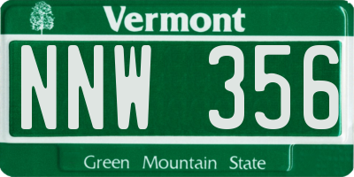 VT license plate NNW356