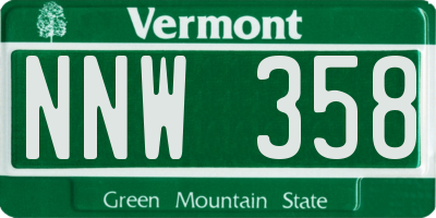 VT license plate NNW358