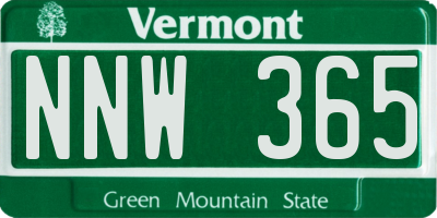 VT license plate NNW365