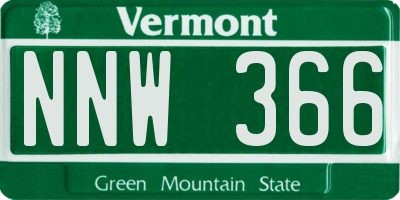 VT license plate NNW366