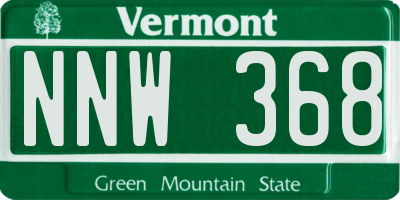 VT license plate NNW368