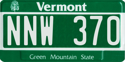 VT license plate NNW370