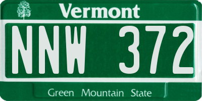 VT license plate NNW372