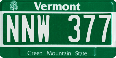 VT license plate NNW377