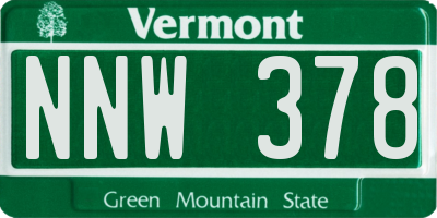 VT license plate NNW378