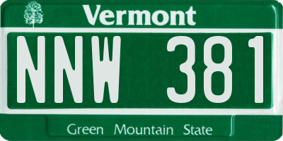 VT license plate NNW381