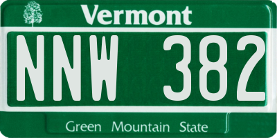 VT license plate NNW382