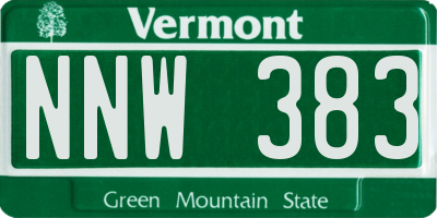 VT license plate NNW383