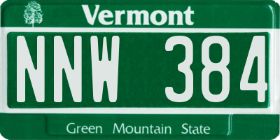 VT license plate NNW384