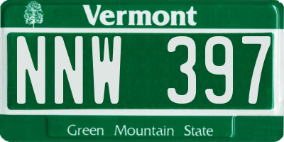VT license plate NNW397