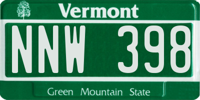 VT license plate NNW398