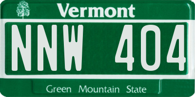 VT license plate NNW404
