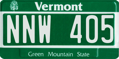 VT license plate NNW405