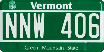 VT license plate NNW406