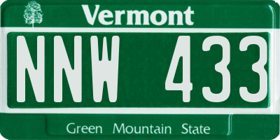 VT license plate NNW433