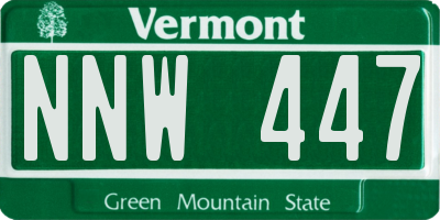 VT license plate NNW447