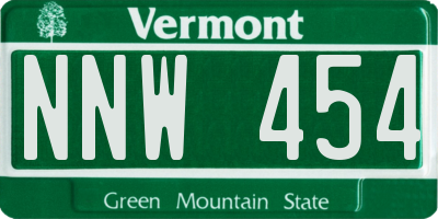 VT license plate NNW454