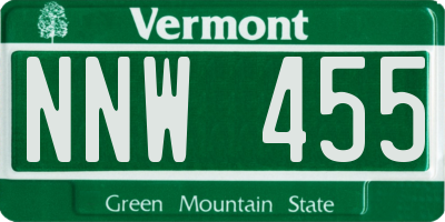 VT license plate NNW455