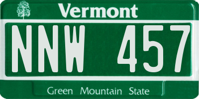 VT license plate NNW457