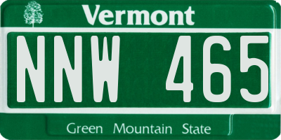 VT license plate NNW465
