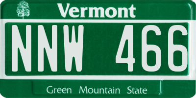 VT license plate NNW466