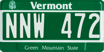 VT license plate NNW472