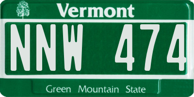 VT license plate NNW474