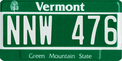 VT license plate NNW476