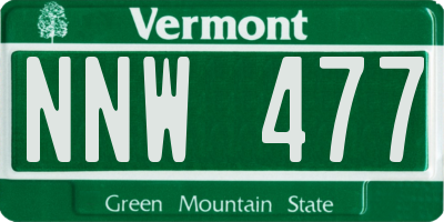 VT license plate NNW477