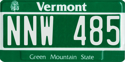 VT license plate NNW485