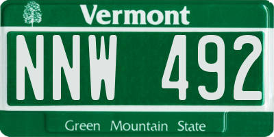 VT license plate NNW492