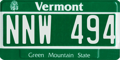 VT license plate NNW494