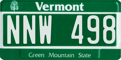 VT license plate NNW498
