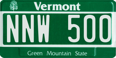 VT license plate NNW500