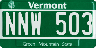 VT license plate NNW503