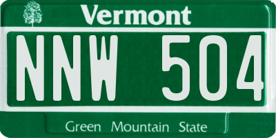 VT license plate NNW504