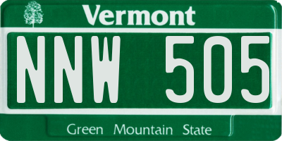 VT license plate NNW505