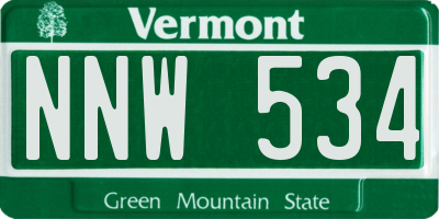 VT license plate NNW534