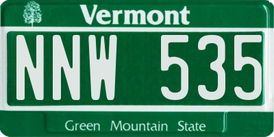 VT license plate NNW535