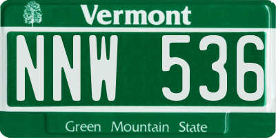 VT license plate NNW536
