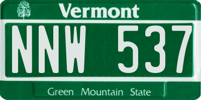 VT license plate NNW537