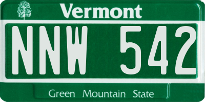 VT license plate NNW542
