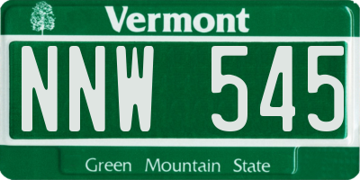 VT license plate NNW545