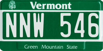 VT license plate NNW546