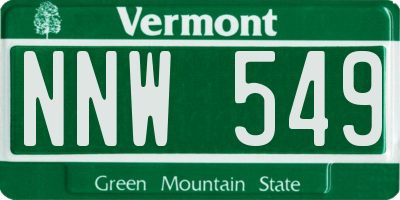 VT license plate NNW549