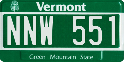 VT license plate NNW551
