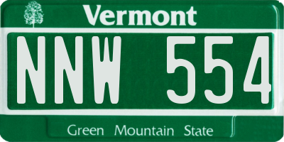 VT license plate NNW554