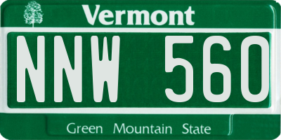 VT license plate NNW560