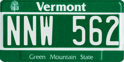 VT license plate NNW562